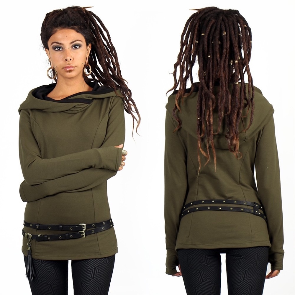 Green Hoodie Elven Khaki Green Myaa from ToonzShop